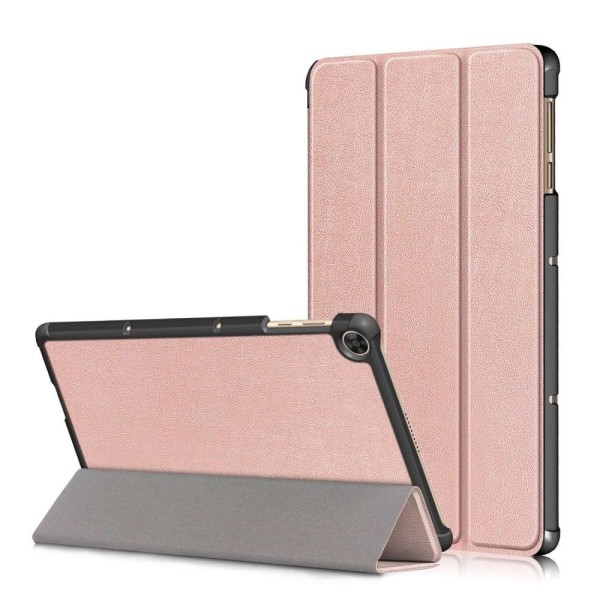 Generic Tri-fold Leather Stand Case For Huawei Matepad T10 - Rose Gold Pink