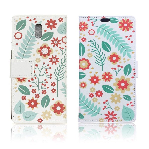 Generic Samsung Galaxy J5 (2017) Beskyttende Læder Etui -blomster Og Bla Multicolor