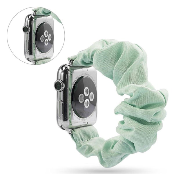 Generic Apple Watch Series 5 44mm Stof Mønster Urrem - Lysegrøn Green