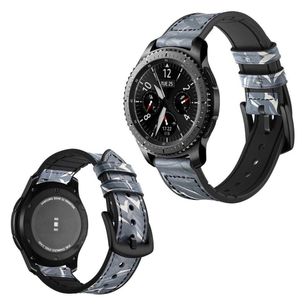 Generic Samsung Gear S3 / Frontier Camouflage Ægte Læder Urrem - Thorns Black