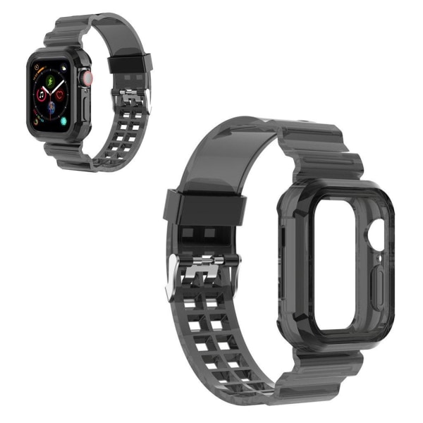 Generic Apple Watch Series 6 / 5 44mm Silikone Framed Rem - Transparent Black