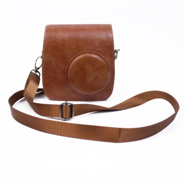 Generic Fujifilm Instax Mini 7 Plus Leather Case With Shoulder Strap - B Brown