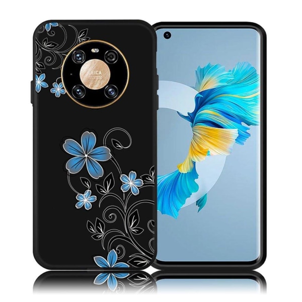 Generic Imagine Huawei Mate 40 Etui - Blå Blomst Blue