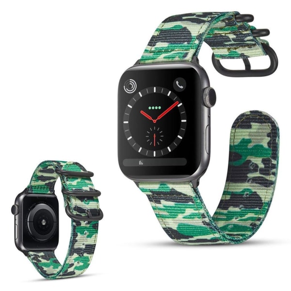 Generic Apple Watch Series 4 44mm Camouflage Nylon Rem - Grøn Green