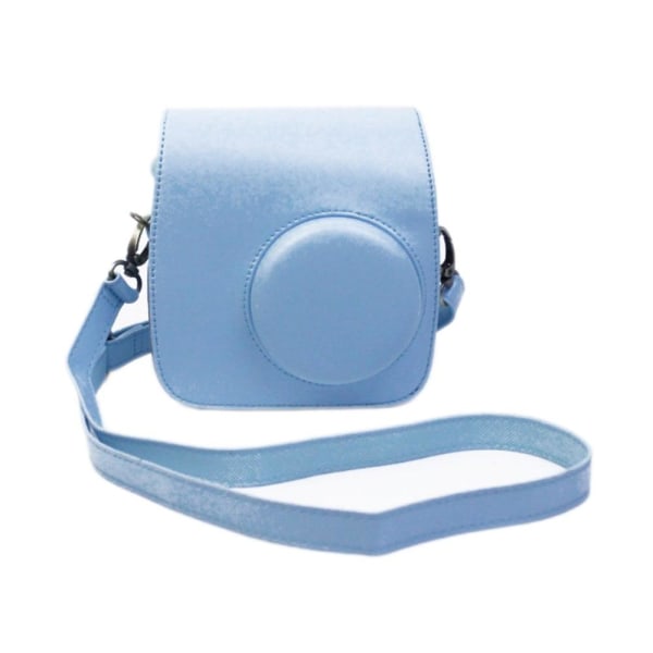 Generic Fujifilm Instax Mini 7 Plus Leather Case With Shoulder Strap - B Blue