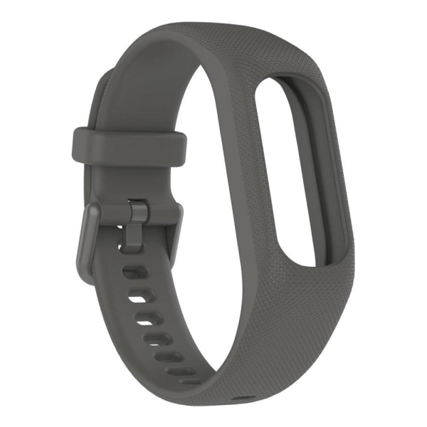 Generic Garmin Vivosmart 5 Textured Silicone Watch Strap - Dark Grey Silver