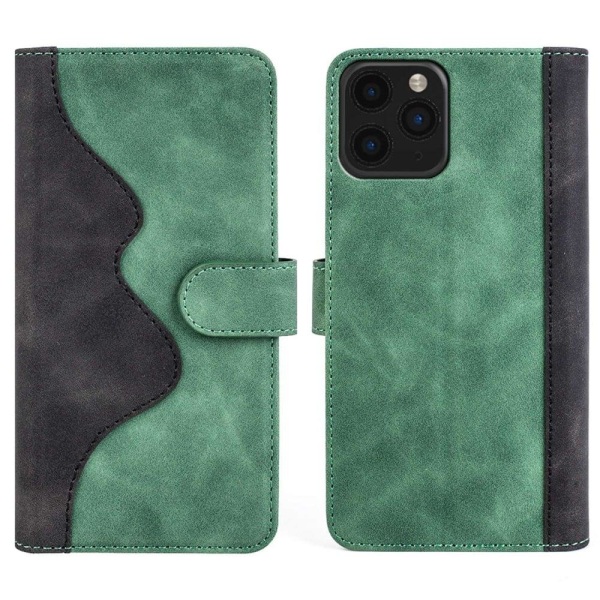 Generic To Farvet Læder Flip Etui Til Iphone 11 Pro Max - Grøn Green