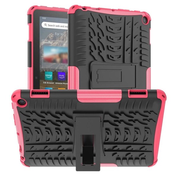 Generic Tire Pattern Kickstand Case For Amazon Fire 8 Hd (2022) - Rose Pink