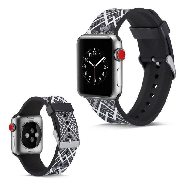 Generic Apple Watch Series 5 44mm Camouflage Silikone Urrem - Diamant Ab Black
