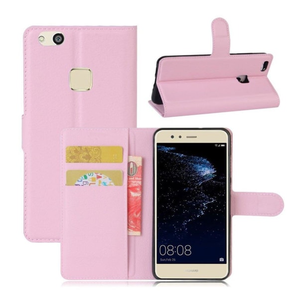 Generic Huawei P10 Lite Stilrent Og Stærkt Læder-etui - Lyserød Pink