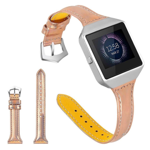 Generic Fitbit Blaze Cowhide Leather Watch Band - Rose Gold Pink