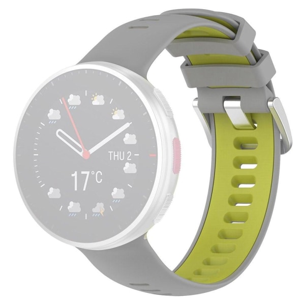 Generic Polar Vantage V2 Dual Color Silicone Watch Strap - Grey / Green Silver