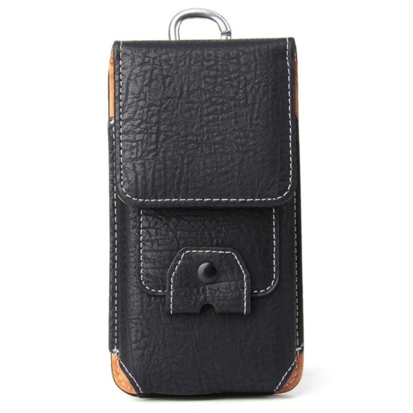 Generic Universal Vertical Leather Waist Pouch For 6.3-inch Smartphone - Black