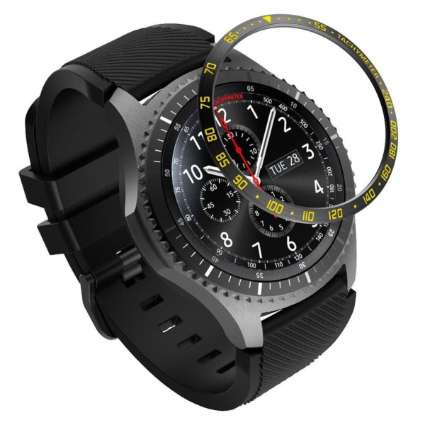Generic Samsung Gear S3 Frontier Holdbar Metal Watch Ramme - Sort / Gul Black