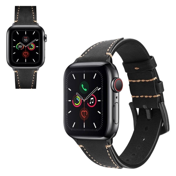 Generic Apple Watch Series 5 / 4 44mm Genuine Leather Band - Black