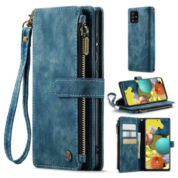 Generic Caseme Zipper-wallet Phone Case For Samsung Galaxy A51 - Blue
