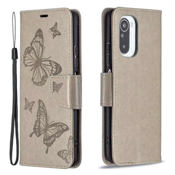 Generic Butterfly Xiaomi Mi 11i / Poco F3 K40 Pro Plus Flip Case - Gre Silver Grey