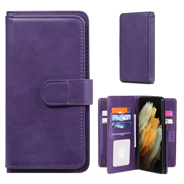 Generic 10-slot Pung Etui Til Samsung Galaxy S21 Ultra - Lilla Purple