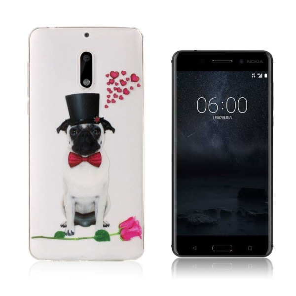 Generic Nokia 6 Stilfuldt Silikonecover - Smart Hund Med Briller Multicolor