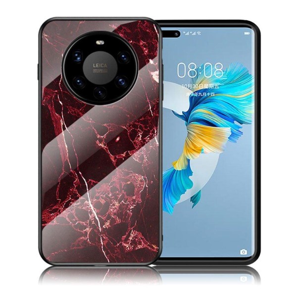 Generic Fantasy Marmor Huawei Mate 40 Pro Plus Cover - Blood Rød Red