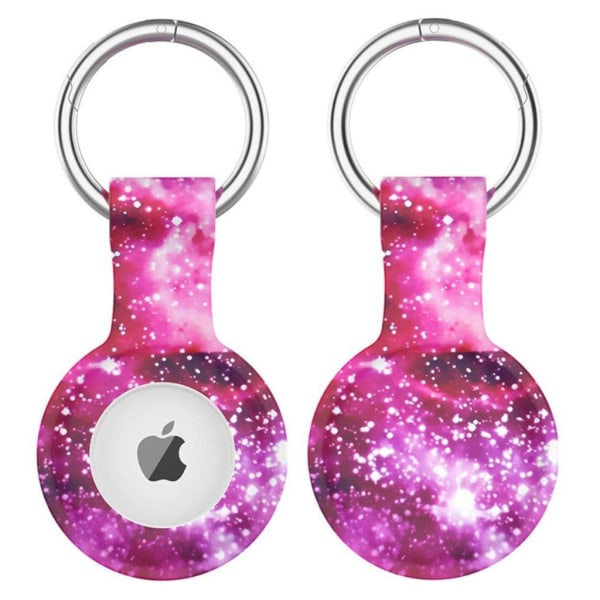 Generic Airtags Pattern Silicone Cover With Key Ring - Starry Sky Pink