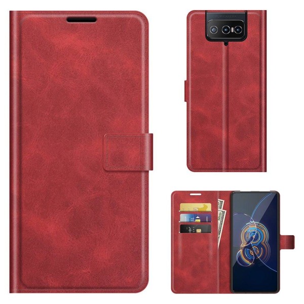 Generic Wallet-style Leather Case For Asus Zenfone 8 Flip - Red