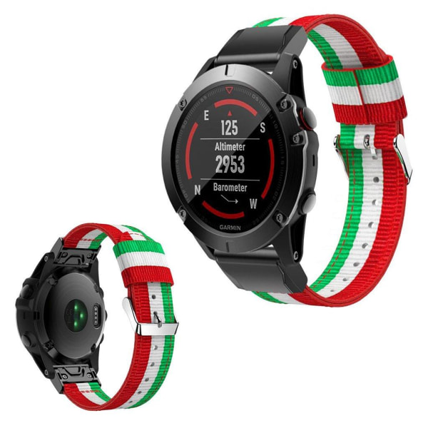 Generic Garmin Venu Nylon Watch Band - Green / White Red Multicolor