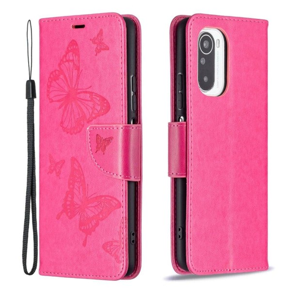 Generic Butterfly Xiaomi Mi 11i / Poco F3 K40 Pro Plus Flip Case - Ros Pink