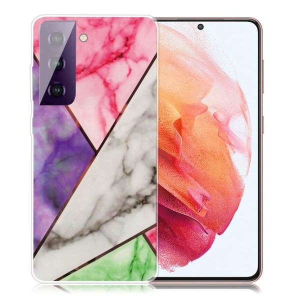 Generic Marble Samsung Galaxy S21 Etui - Lilla / Rose Hvid Grøn Multicolor