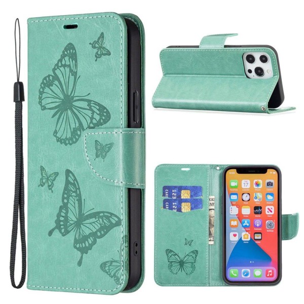 Generic Butterfly Iphone 13 Pro Flip Case - Green