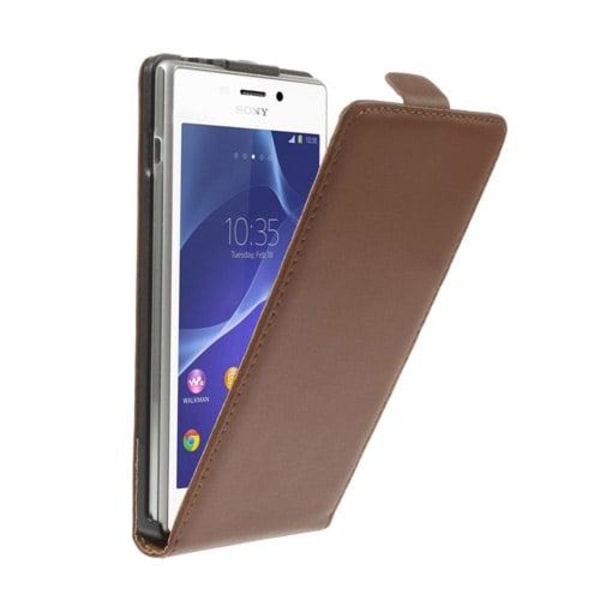 Generic Winther (brun) Sony Xperia M2 Ægte Læder Flip Etui Brown