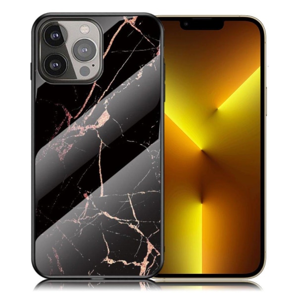 Generic Fantasy Marble Iphone 13 Pro Max Cover - Gold Sort Marmor Black