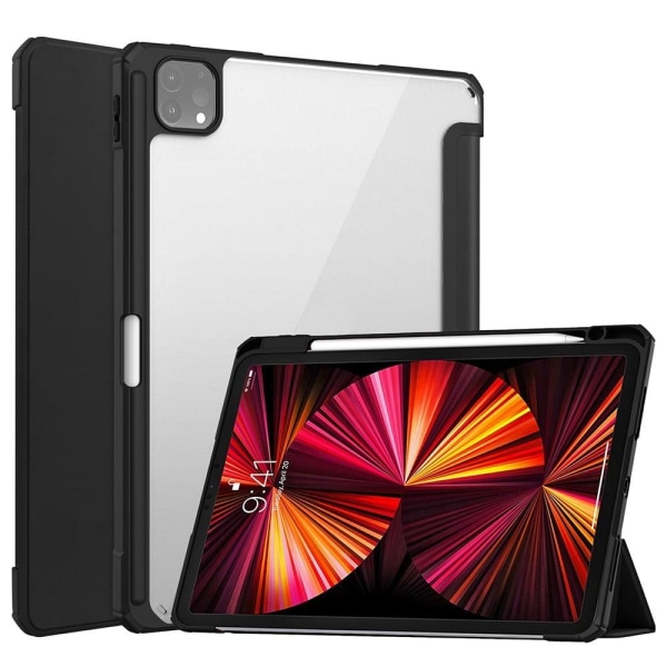 Generic Ipad Pro 11 (2021) Transparent Tpu + Pu Leather Flip Case - Blac Black