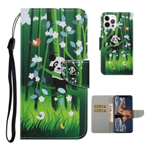 Generic Wonderland Iphone 13 Pro Flip Etui - Panda Green