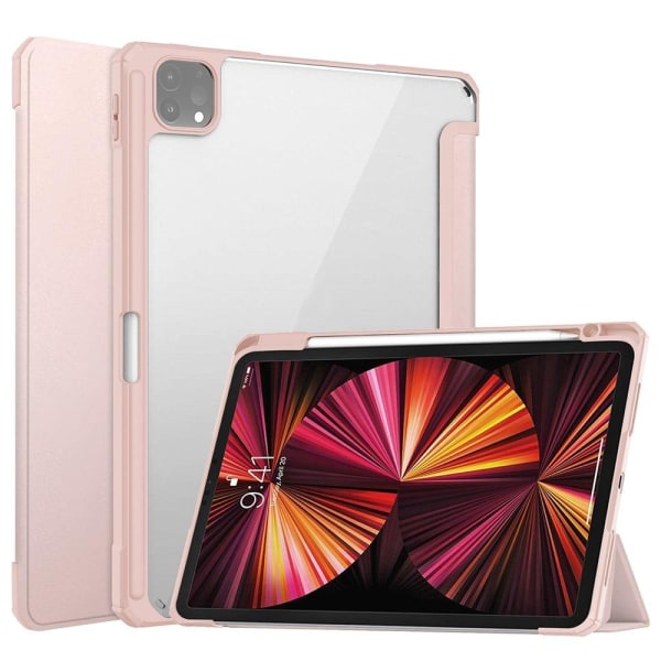 Generic Ipad Pro 11 (2021) Transparent Tpu + Pu Leather Flip Case - Pink