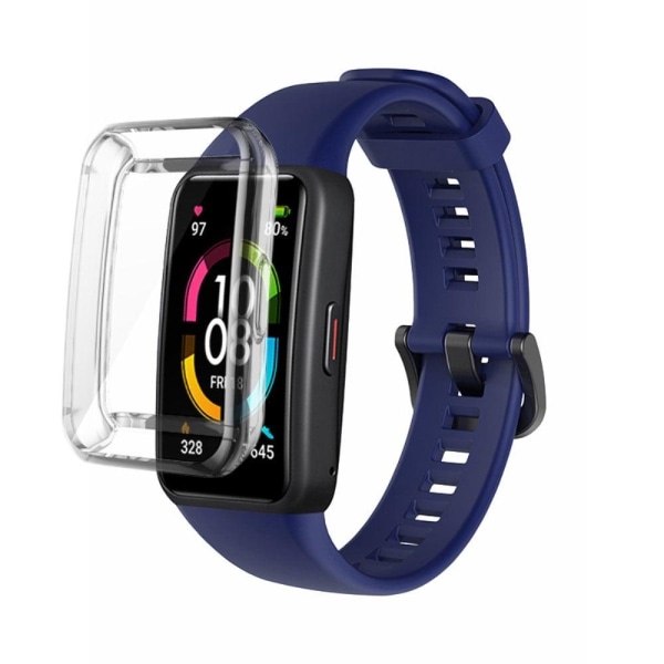 Generic Huawei Band 6 Silicone Watch Strap With Clear Cover - Midnight B Blue