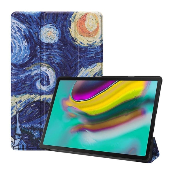 Generic Samsung Galaxy Tab S5e Tredobbelt Mønster Cover - Oliemaleri Multicolor