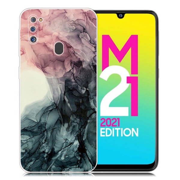 Generic Marble Samsung Galaxy M21 2021 Etui - Pale Pink Og Grøn Marmor Multicolor