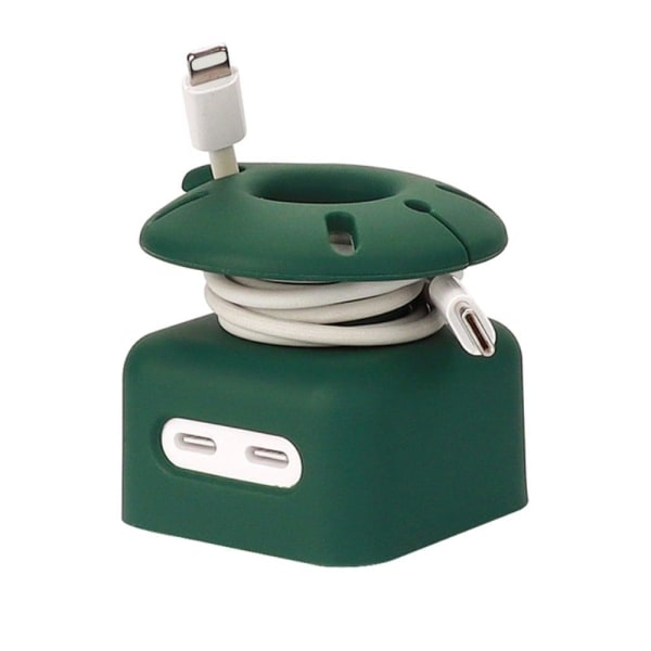 Generic Apple 35w Charger Silicone Adapter With Cable Winder - Dark Gree Green