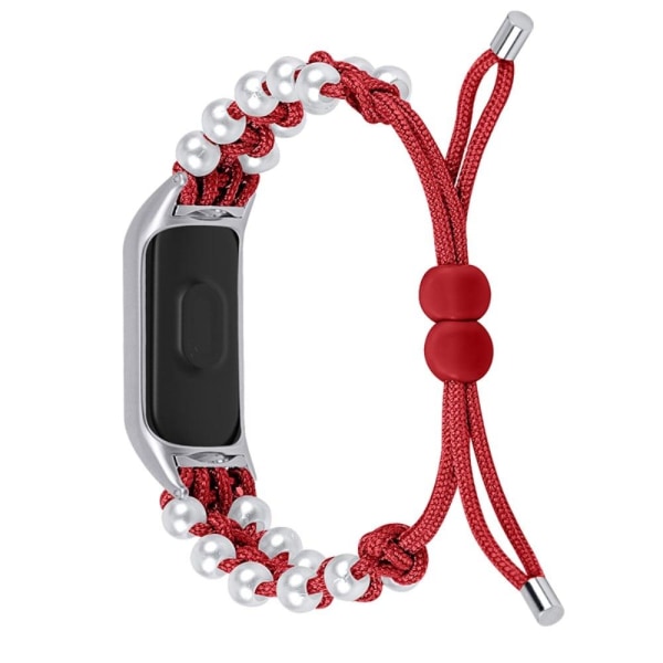 Generic Samsung Galaxy Fit E Pearl Décor Braided Watch Strap - Red