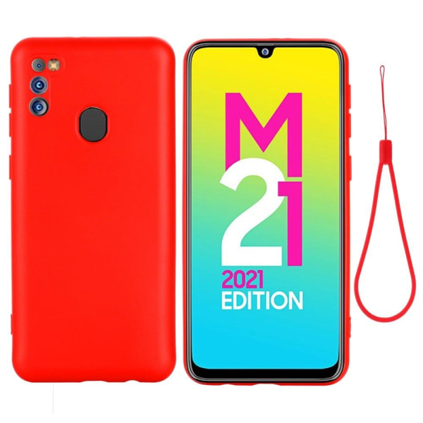 Generic Matte Liquid Silikone Cover Til Samsung Galaxy M21 2021 - Rød Red