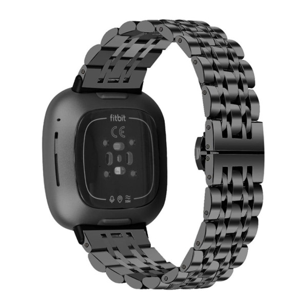 Generic Fitbit Sense / Versa 7 Bead Stainless Steel Watch Strap - Black