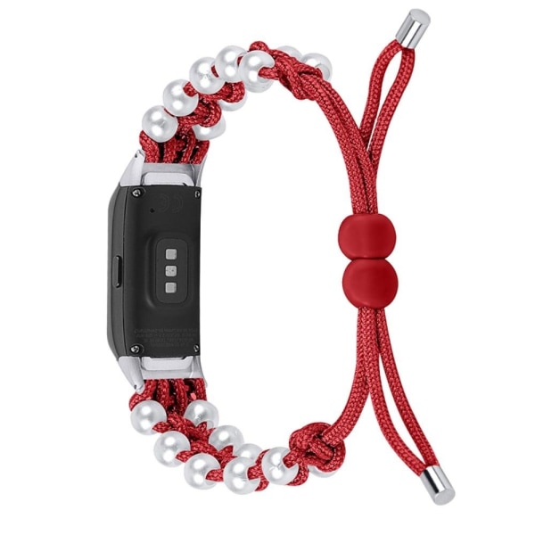 Generic Samsung Galaxy Fit Pearl Décor Stylish Nylon Watch Strap - Red