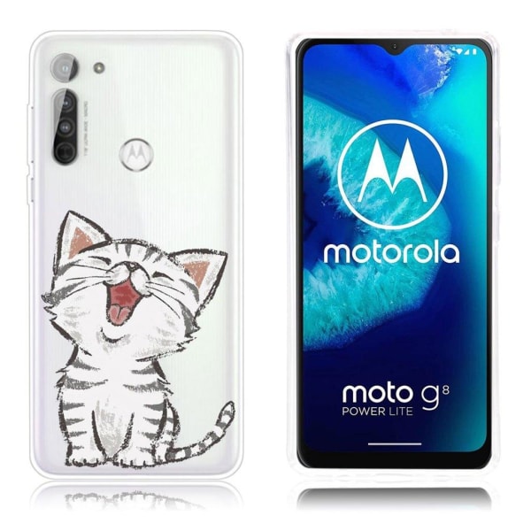 Generic Deco Motorola Moto G8 Power Lite Case - Cat White