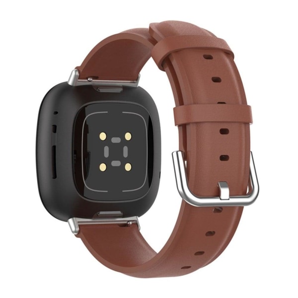 Generic Fitbit Sense 2 / Versa 4 3 Genuine Leather Watch Strap - Brown