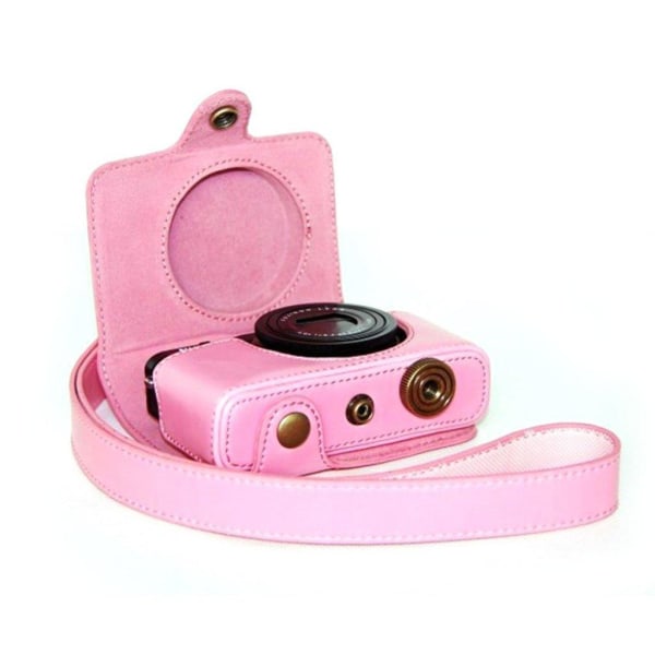 Generic Fuji Xq1/xq2 Kamera Etui I Læder Med Skulderrem - Pink