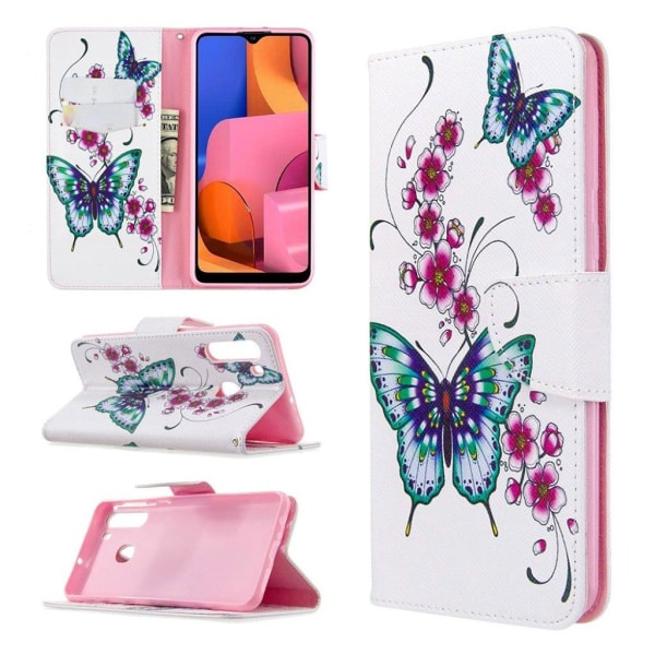 Generic Wonderland Samsung Galaxy A21 Flip Etui - Blomster Og Sommerfugl Multicolor