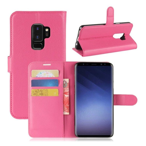 Generic Samsung Galaxy S9 Plus Litchi Skin Pu Læder Flip Etui - Rose Pink