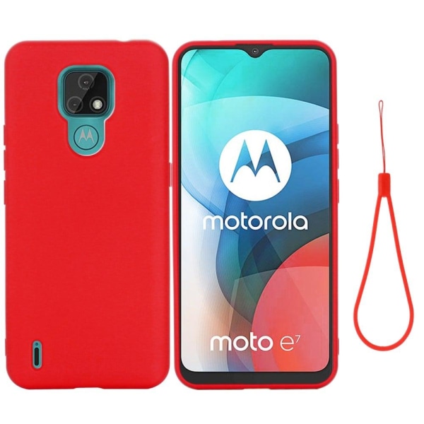Generic Matte Liquid Silikone Cover Til Motorola Moto E7 - Rød Red