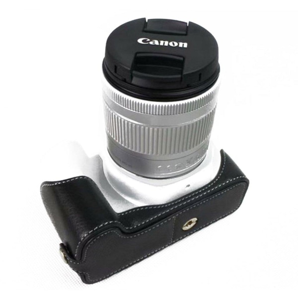 Generic Canon Eos 200d Halvt Kamera Beskyttelsesetui I Unikt Lædermateri Black